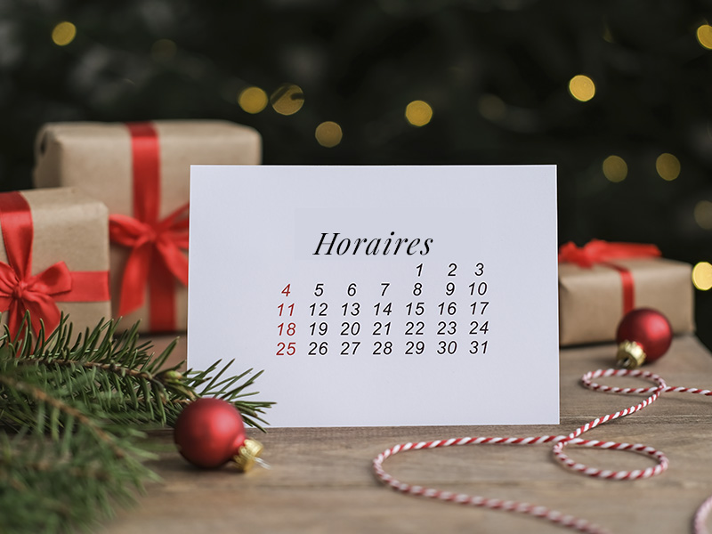 Horaires de fin d'année